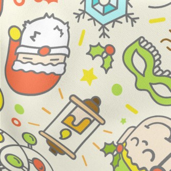 Christmas Doodle Lightweight Cotton Poplin