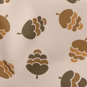 Brown Pine Cones Lightweight Cotton Poplin