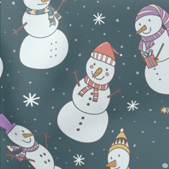 Playful Snowman Lightweight Cotton Poplin