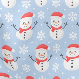 Snowflakes And Snowmen Lightweight Cotton Poplin