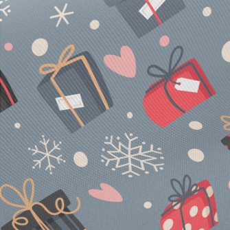 Christmas Gifts And Snowflakes Midweight Cotton Poplin