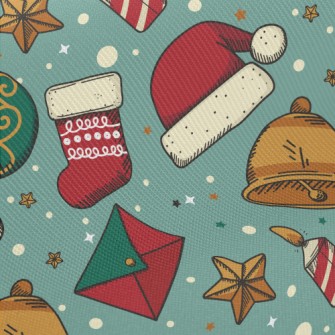 Christmas Hat Socks Balls Midweight Cotton Poplin