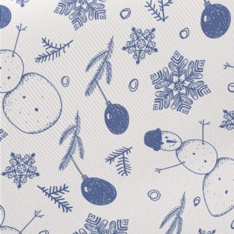 Snowflakes And Snowmen Midweight Cotton Poplin