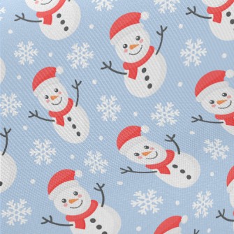 Snowflakes And Snowmen Midweight Cotton Poplin