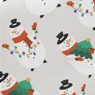 Busy Snowman Midweight Cotton Poplin