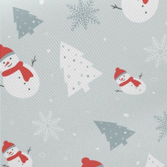 Snowman In Winter Midweight Cotton Poplin