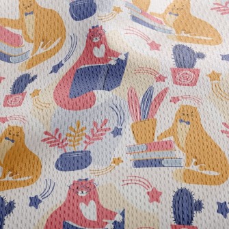 Spectacled Cat Admiring Flower Athletic Mesh Flat Back