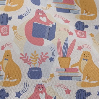 Spectacled Cat Admiring Flower Chiffon