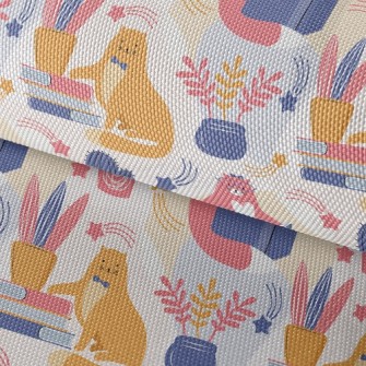 Spectacled Cat Admiring Flower Waterproof Oxford