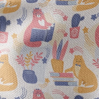 Spectacled Cat Admiring Flower Waterproof Canvas