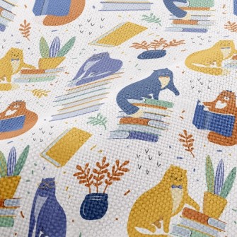 Smart Cat Reading A Book Performance Linen
