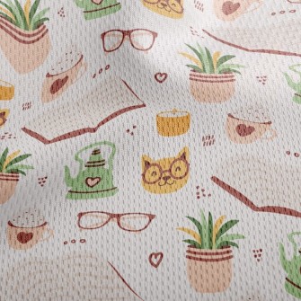 Spectacled Cat Reading A Book Athletic Mesh Flat Back