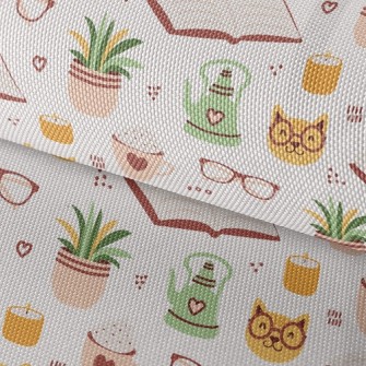 Spectacled Cat Reading A Book Waterproof Oxford