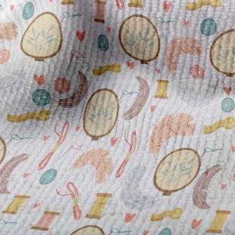 Hand Embroidered Feathers Terry