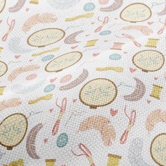 Hand Embroidered Feathers Performance Linen