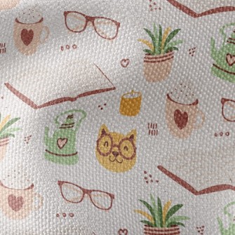 Spectacled Cat Reading A Book Waterproof Canvas