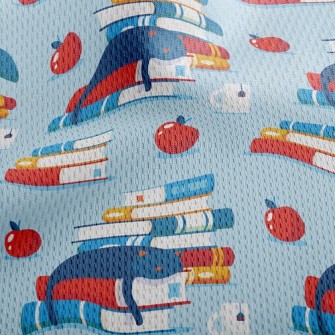 Cat Dozing On Book Athletic Mesh Flat Back