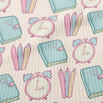 Alarm Clock Book And Pen Birdseye Piqué