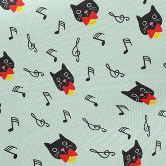Black Cat And Musical Notes Twill