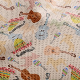 Mexican Mustache Guitar Athletic Mesh Flat Back