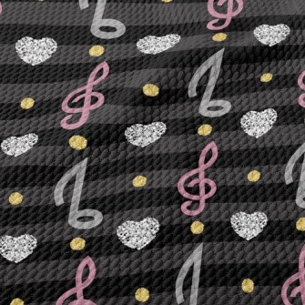 Musical Note Heart Stripes Birdseye Piqué