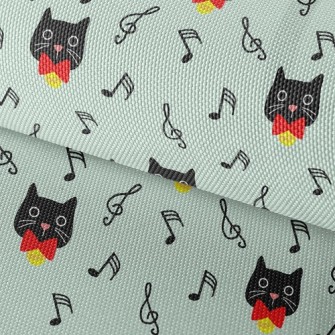 Black Cat And Musical Notes Waterproof Oxford