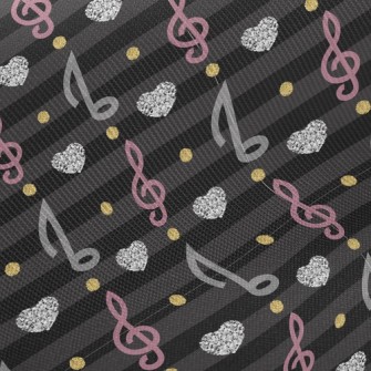 Musical Note Heart Stripes Twill