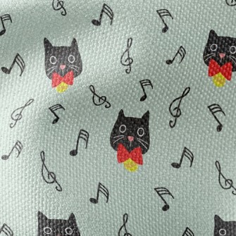 Black Cat And Musical Notes Waterproof Canvas