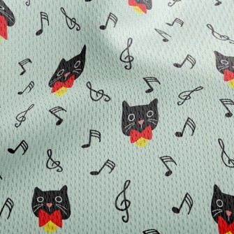 Black Cat And Musical Notes Athletic Mesh Flat Back