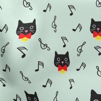Black Cat And Musical Notes Stretch Ponte