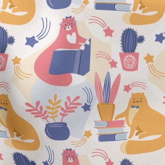 Spectacled Cat Admiring Flower Stretch Ponte