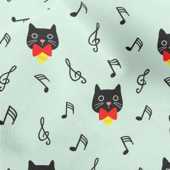 Black Cat And Musical Notes Micro Fleece