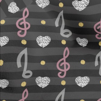 Musical Note Heart Stripes Micro Fleece