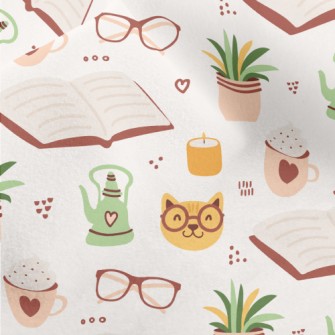 Spectacled Cat Reading A Book Micro Fleece