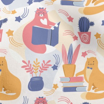 Spectacled Cat Admiring Flower Micro Fleece