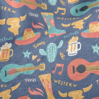 Western Cowboy Guitar Minky