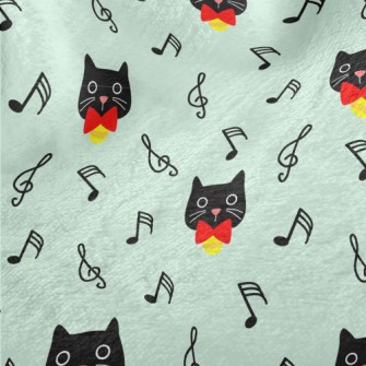 Black Cat And Musical Notes Minky