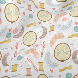 Hand Embroidered Feathers Minky