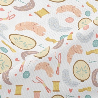 Hand Embroidered Feathers Piqué