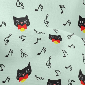 Black Cat And Musical Notes Lightweight Performance Linen