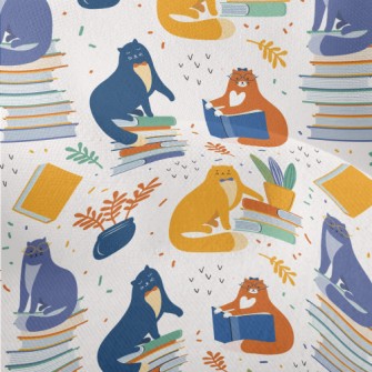 Smart Cat Reading A Book Lightweight Performance Linen