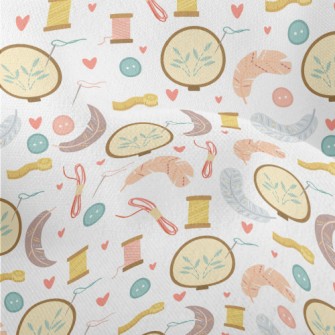 Hand Embroidered Feathers Lightweight Performance Linen