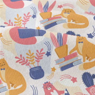 Spectacled Cat Admiring Flower Modern Jersey