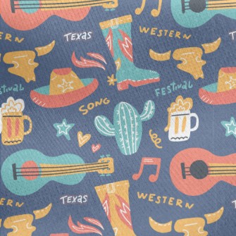 Western Cowboy Guitar Jersey Backed Fleece
