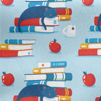 Cat Dozing On Book Jersey Backed Fleece