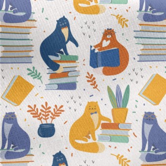 Smart Cat Reading A Book Jersey Backed Fleece