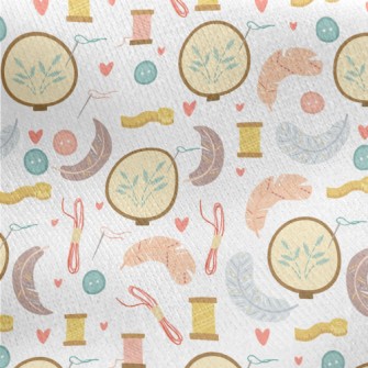 Hand Embroidered Feathers Jersey Backed Fleece