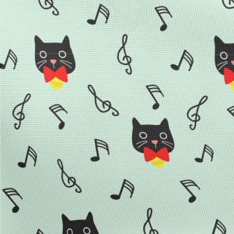 Black Cat And Musical Notes Pongee