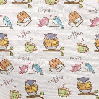 Bird Enjoying Coffee Time Pongee