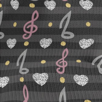 Musical Note Heart Stripes Stretch Jersey